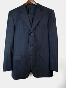 Ermenegildo Zegna Marine Woll Streifen Anzug Größe 50 L W Neiman Marcus - Bild 1 von 12