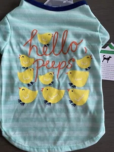 SIMPLY DOG EASTER CAMISETA ""HELLO PEEPS"" RAYAS VERDES Cachorro/Perro MEDIANA NUEVA CON ETIQUETAS - Imagen 1 de 2