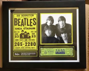 The Beatles 16" X 13" Framed Repligraph of Shea Stadium Flyer Ticket & Photo - Picture 1 of 8