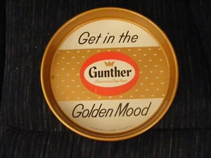 Vintage Gunther Premium Dry Beer Tray Baltimore, MD Get in the Golden Mood RARE - Bild 1 von 3