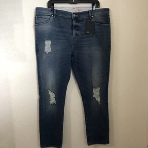 Pantalones de mezclilla ajustados desgastados cintura 42 de ASOS Remo nuevos con etiquetas - Imagen 1 de 10