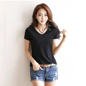 Inelastic T-shirt Insert Minimalist Short Sleeve Solid Color Fashionable - Picture 1 of 19