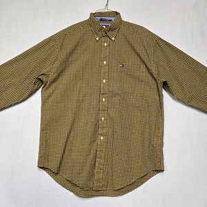 Herren Vintage Tommy Hilfiger Button Down Größe L gelb & marine kariert - Bild 1 von 3