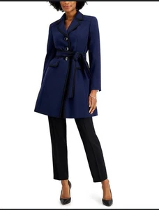 Le Suit Damen Petite blau mit schwarzem Besatz Topper Jacke Größe 10P - Bild 1 von 15