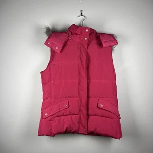 Chaleco de invierno Talbots rosa frambuesa pato plumón esquí acolchado cremallera completa talla mediana - Imagen 1 de 10