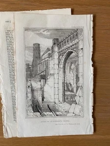 ENGRAVING 1835 RUINS OF St STEPHENS CHAPEL + TEXT HISTORY - Picture 1 of 2