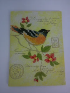 Finished Crewel Embroidery Dimensions Bird Floral Completed 5x7 - Picture 1 of 2