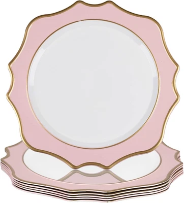 13-дюймовые розовые зарядные тарелки набор из 6 круглых зарядных устройств для обеденных тарелок, тарелка с гребешком - Изображение 1 из 4