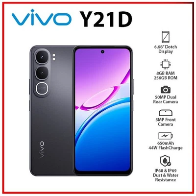 (New) VIVO Y21D 8GB+256GB BLACK Dual SIM Octa Core Unlocked Android Mobile Phone - Bild 1 von 4