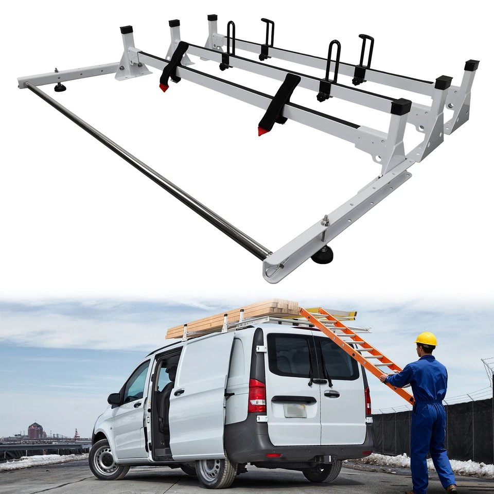 Escalera techo furgoneta 3 barras escalera portaescaleras con rodillo trasero de 24" para Mercedes-benz Metris Foto 1 de 4