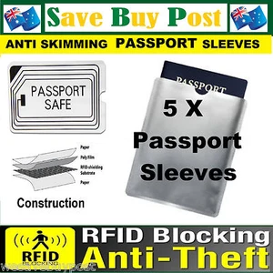 5 x RFID Secure Sleeve Passport Wallet Blocking Anti Scan Skimming ID Protector - Picture 1 of 6