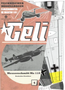 Kartonmodell Messerschmitt Me 110 1:33 Geli - Picture 1 of 2