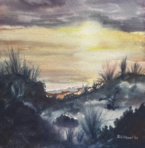 B.G. STUART AUSTRALIAN WC "SUNRISE OVER SAND DUNES" 1986 - Foto 1 di 5