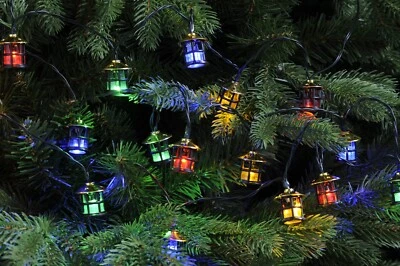 20 multicoloured lantern retro vintage style fairy lights LED XMAS INC BATTERIES - Image 1 of 3