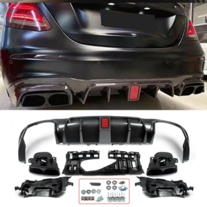 Difusor trasero estilo MERCEDES CLASE E W213 S213 E63 con tubos de escape de aspecto de carbono - Imagen 1 de 3