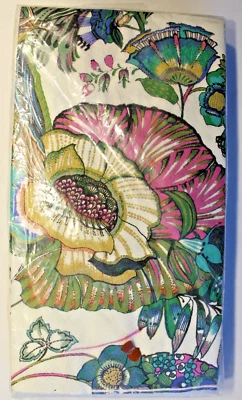 Полотенца World Market Coastal Blossoms 20 шт. 3-слойные бумажные салфетки розовый бирюзовый гость - Изображение 1 из 3