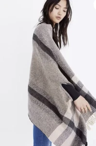 Madewell Damen hellbraun & rostfarben platziert kariert Cape Schal Winter Wollmischung warm - Bild 1 von 4