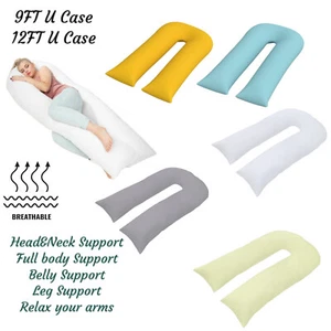 9FT/12FT U Shaped Full body Pillowcase Maternity Pregnancy Support Comfort Cover - Picture 1 of 28