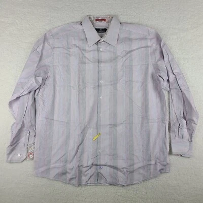 Camisa de vestir Bugatchi Uomo para hombre 2XL XXL púrpura blanco a rayas algodón abotonada Foto 1 de 4