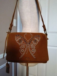 Dolce & Gabbana D&G suede Leather Butterfly Bag Women Brown Vintage - Picture 1 of 10