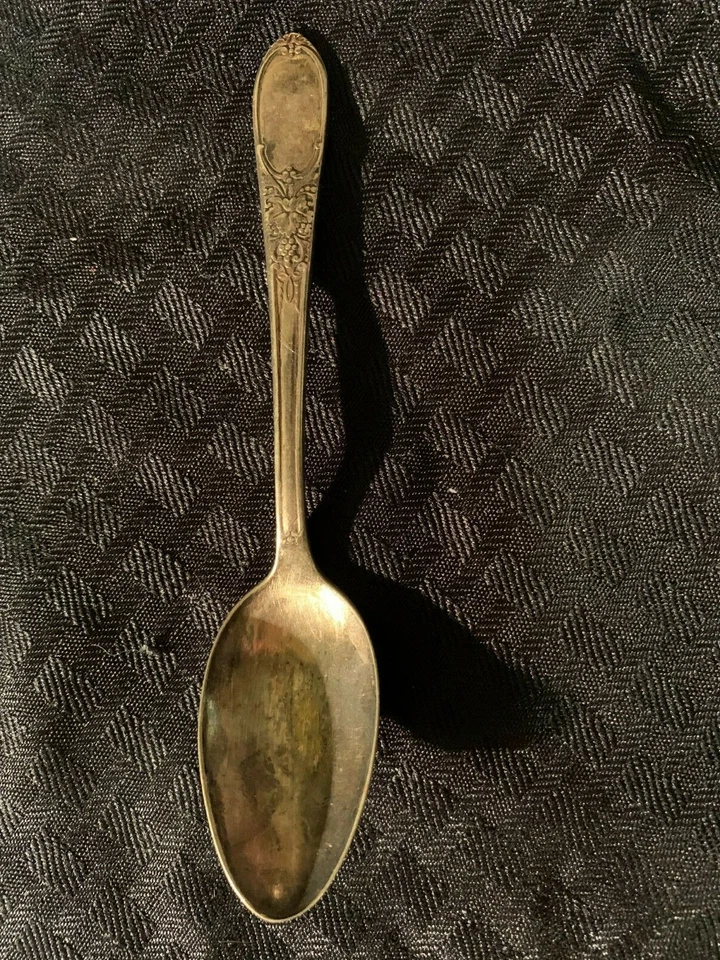 Cuchara de café Rogers Demitasse con placa de plata de uva borgoña Foto 1 de 4