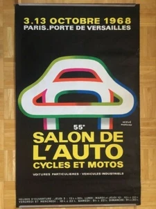 PARIS AUTO SHOW POSTER 1968 PORTE DE VERSAILLES ORIGINAL VINTAGE GUTER ZUSTAND - Bild 1 von 3