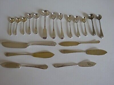 19 Vintage Mixed Silver Plated Mustard & Condiment Spoons, Butter, Pate Servers • 6.99£