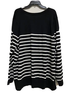 3X Long NEW Sleeve Sweater.Croft& Barrow, CottonPoly 30” Long. Black&White - Picture 1 of 6