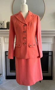 VTG Boru by Jimmy Hourihan of Dublin Wool Women's Two Piece Suit Sz S Coral - Picture 1 of 18