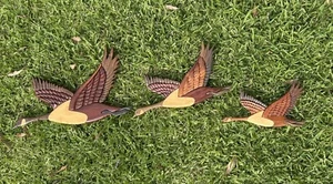 Flying Geese Canadian Goose Duck Hand Crafted Intarsia Wood Wall Art 70s Vintage - Picture 1 of 8