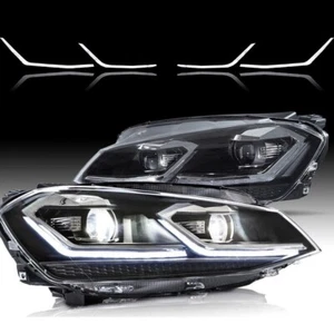 For 2018-2021 Volkswagen Golf MK7.5 FULL LED Headlights Lamps Fits Halogen Model - Picture 1 of 12