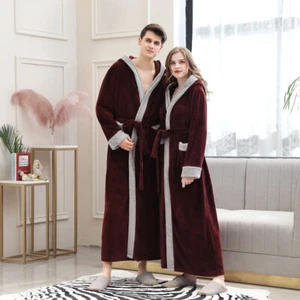 Ladies Fleece Dressing Gown Womens Long Length Robe Luxury Hood Winter Housecoat - Picture 1 of 55