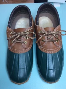 EDDIE BAUER Womens Duck Boots SIZE 8 Green LEATHER RAIN DUCK HUNTING EUC - Picture 1 of 9