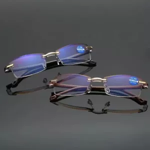 2PCS Rimless Anti Blue Light Reading Glasses Presbyopia Reader TR90 +1.0- +4.0 - Picture 1 of 12