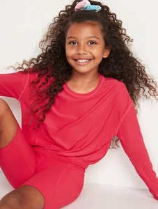 Old Navy Kid Girl Size Large (10-12) Pink Breathe On Cropped Cinched Hem Top $20 - Picture 1 of 4