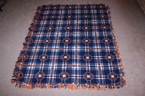 MLB HOUSTON ASTROS Double-Thick Fleece Bedspread/Blanket/Throw - 67"x57" Cover