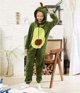 Kids Snug Fit Flannel Avocado Jumpsuit Pajamas for Boys Girls Gifts 4years - Picture 1 of 7