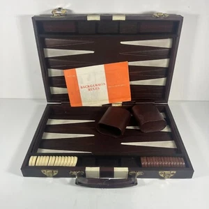 Vintage BACKGAMMON Faux Leather Attache Case Brown 37cm*25 cm - Picture 1 of 8