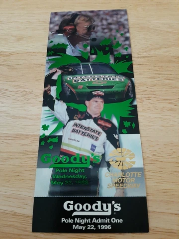 1997 Charlotte Motor Speedway Nascar Goody's Pole Night Bobby Labonte Ticket Cover