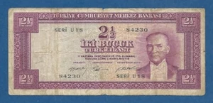 TURQUIA // TURKEY -- 2 1/2 LIRA L.1930 ( 3.1.1955 ) -- BC- // F- -- PICK 151a . - Bild 1 von 3