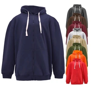 Men's Zip Up Drawstring Fleece Lined Athletic Sport Fitness Gym Sweater Hoodie - Picture 1 of 29