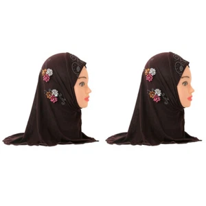 2pcs Kids Girls Shawls Wraps Solid Colors Children's Headscarf Hijab Wholesale - Picture 1 of 28