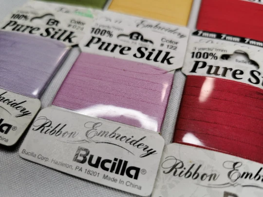 Lot of 22 Bucilla Silk Ribbon 4mm & 5mm. 22 color. - Image 1 of 1