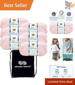 Cotton Yarn 6 Skeins 186 Yards Medium Weight for Crocheting Knitting Projects - Picture 1 of 9