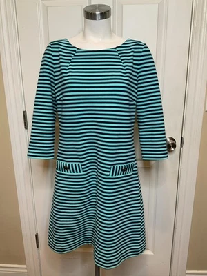 Lilly Pulitzer Blue Ribbed Striped Charlene Shift Dress W/ Pockets, Size L - Image 1 of 4