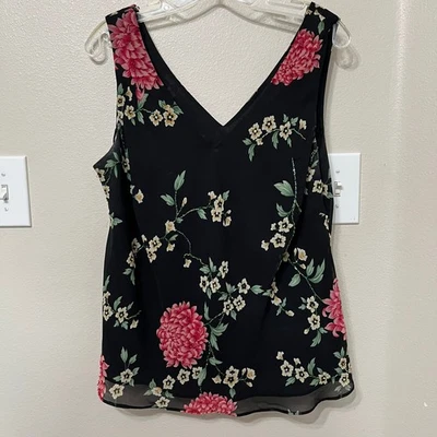 Женская винтажная блузка Studio 1 размер 16 без рукавов с цветочной последовательностью с подкладкой из полиэстера  - Изображение 1 из 4