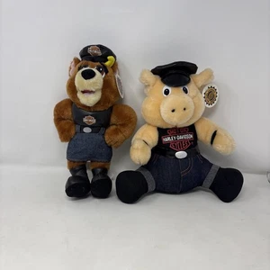 Harley Davidson Plush Hog Biker 10 Inch Stuffed Animal Pig And Bear 1998 - Picture 1 of 7