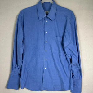 Camisa de vestir Ermenegildo Zegna para hombre L azul puño francés 100 % algodón abotonada - Imagen 1 de 16