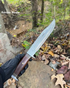 Cuchillo Bowie cuchillo forjado a mano Damasco acero cuchillo hecho a mano regalo para él regalo - Imagen 1 de 3