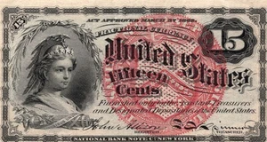 1863 - United States Fractional - 15C Fifteen Cents Note (ii) - Picture 1 of 2